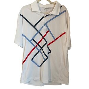 Nike Golf Tour Performance Dri-Fit Polo Shirt White Red Blue Gray Graphic 2XL